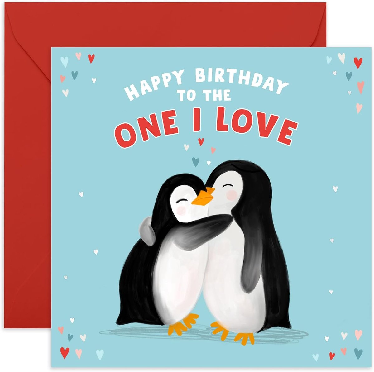 Verjaardagskaart voor dames en heren - 'To the One I Love' - Romantische en zoete cadeaus voor hem, haar, vrouw, man, vriend, vriendin, partner, echtgenoot, koppel, pinguïns knuffel - wordt