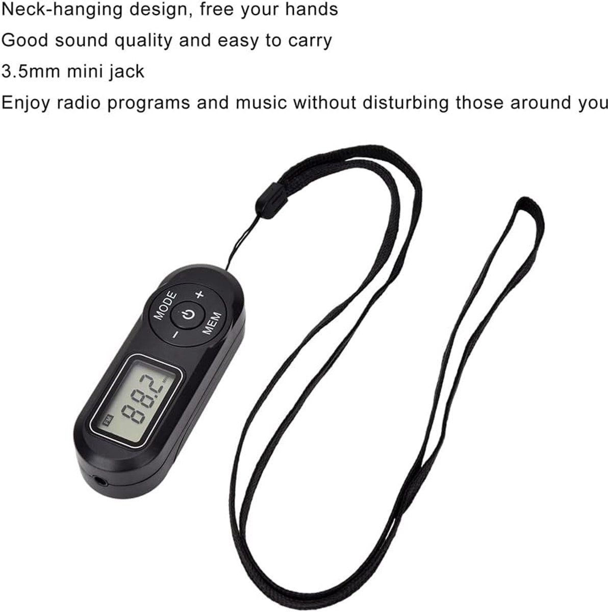 Pocket FM Radio Mini Radio met Hoofdtelefoon LCD Display voor Sport Running Wandelen Jogging