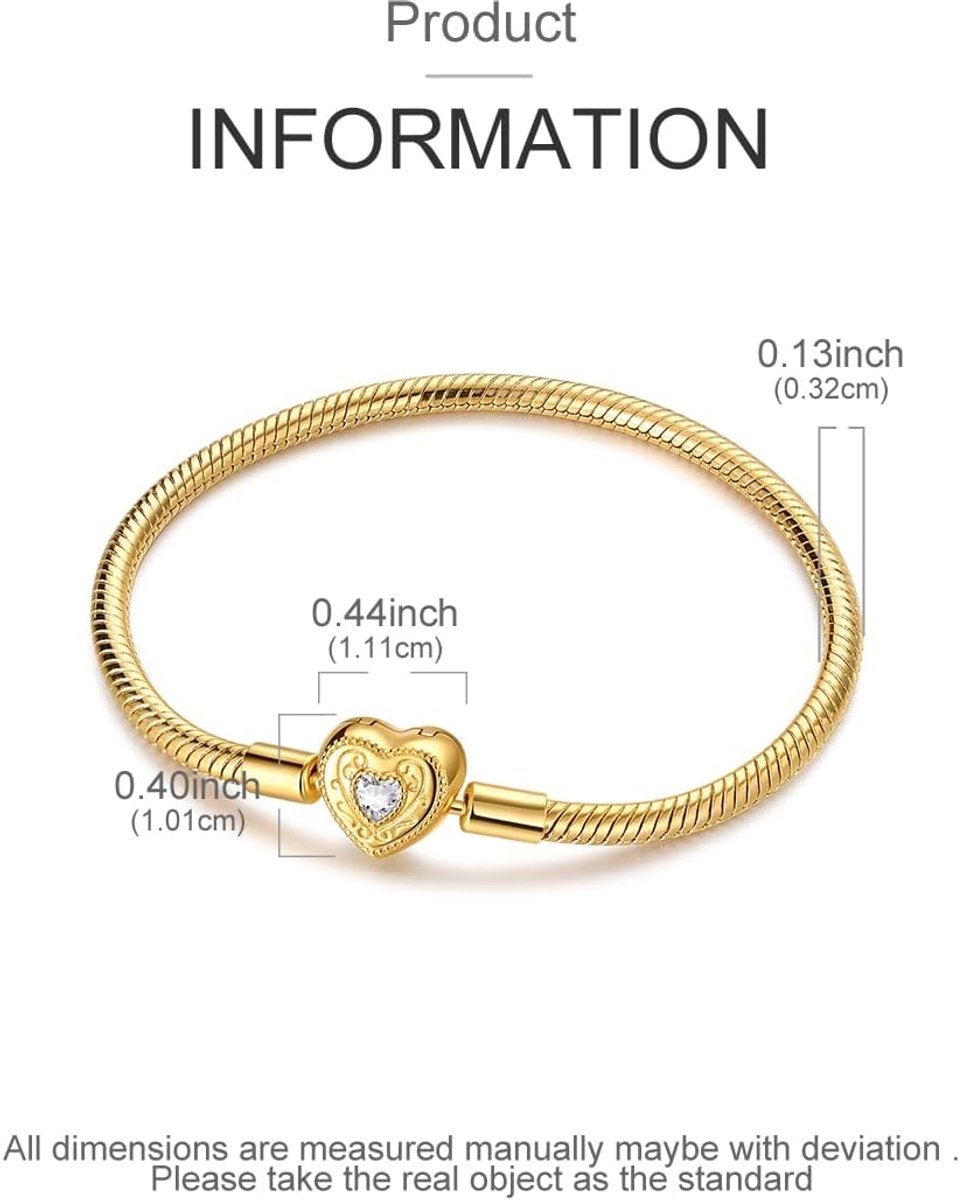 Armbanden Golden Heart voor dames Armbanden Moments in zilver S925 voor Pandora-bedels — cadeau in Sieraden - foto 7