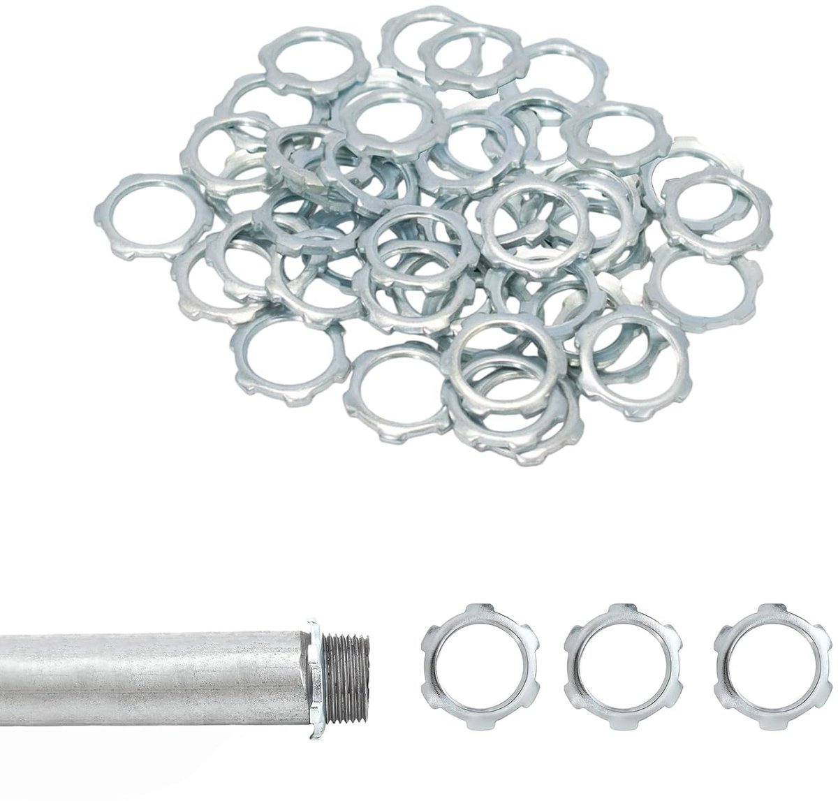 50 stuks 1/2 inch elektrische installatie-buisschroefverbinding-contramoer, voor stijve buizen/IMC-buizen, zwart