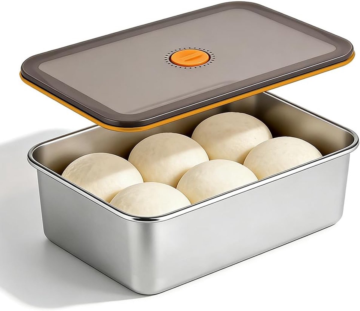Roestvrij staal, gistbox met deksel, lichte deegbox, brood, bakaccessoires voor deeg, fruit, salade, cake, vlees, 30 x 21 x 8,5 cm