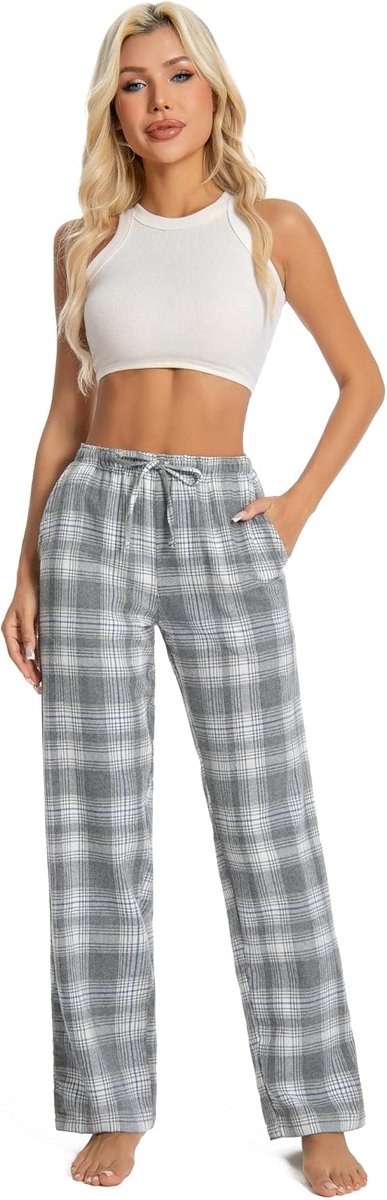 100% Katoen Geweven Poplin Comfortabele Pyjama/Lounge Broek Met Zakken,XS-XL