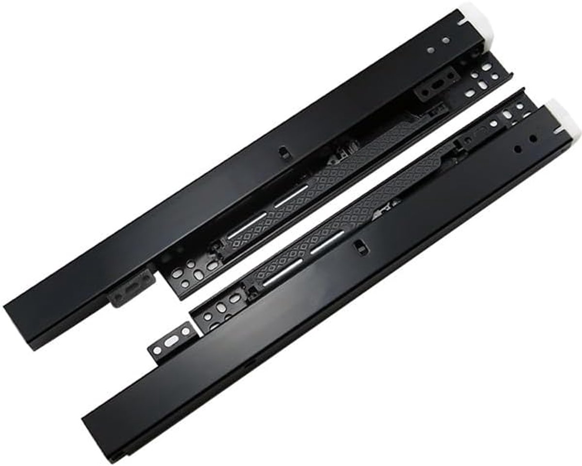 Vloermontage, laderails, 1 paar ladegeleiders, volledig uittrekbaar, 180 mm, telescopische rails voor vloermontage, 35 cm, zwart