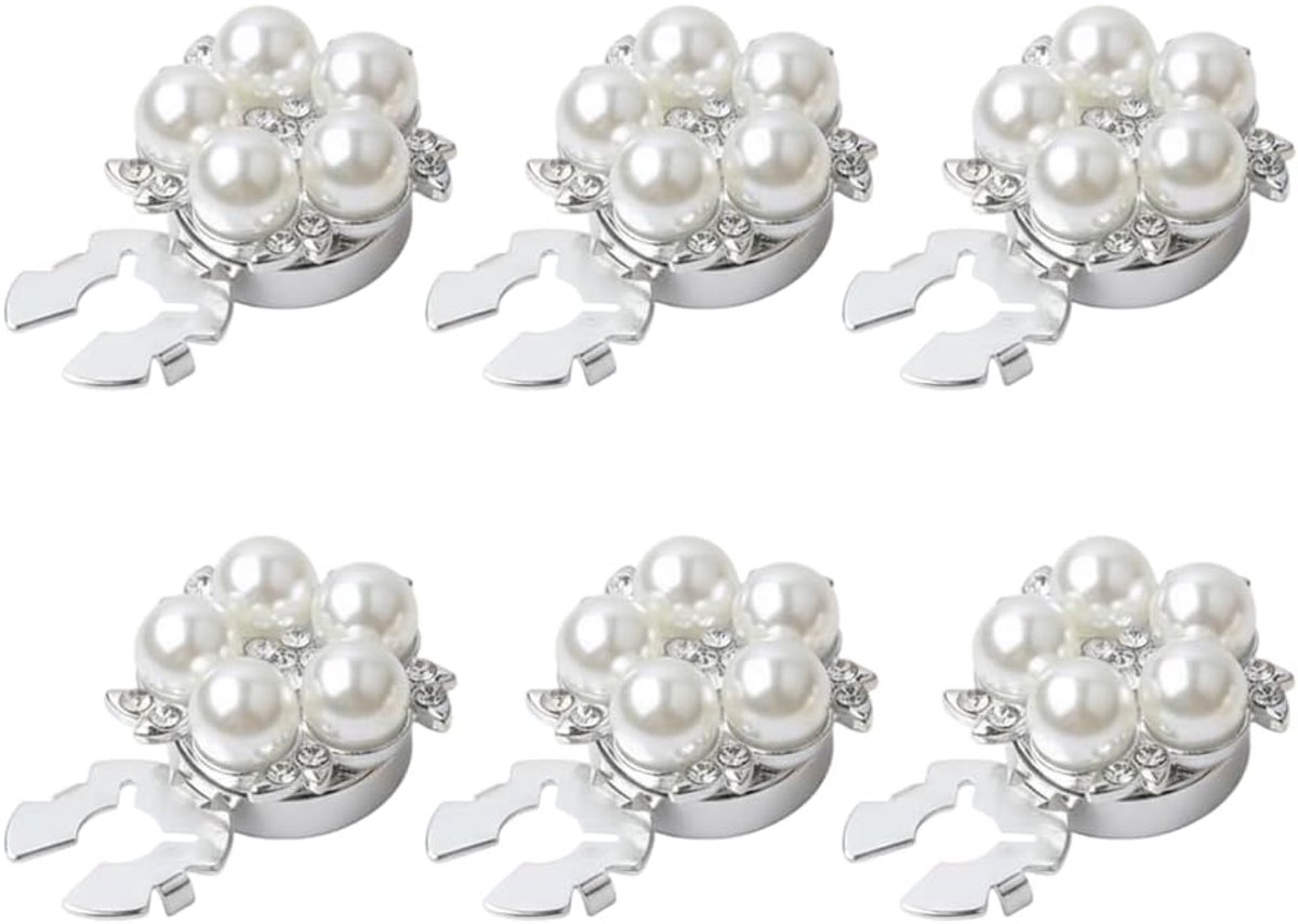 Knopen met parels, 6 stuks, met bloemenpatroon, kliksluiting, strass, knoopcovers voor damesblouses, kleding, bruiloften en knutselwerk