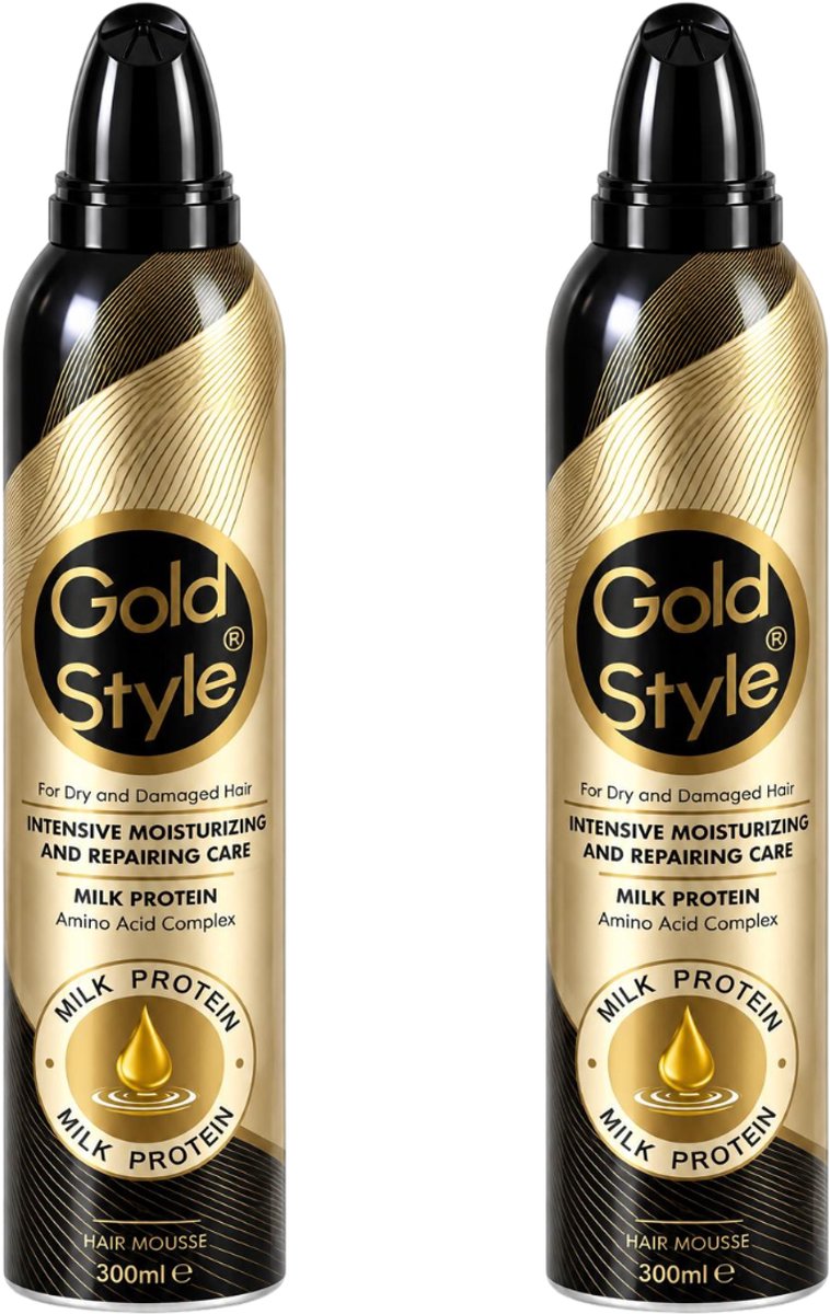 Gold Style Hair Mousse 2x 300 ml – Sterke Hold & Volume – Styling Mousse met Milk Protein – Voor Dames & Heren – 600 ml