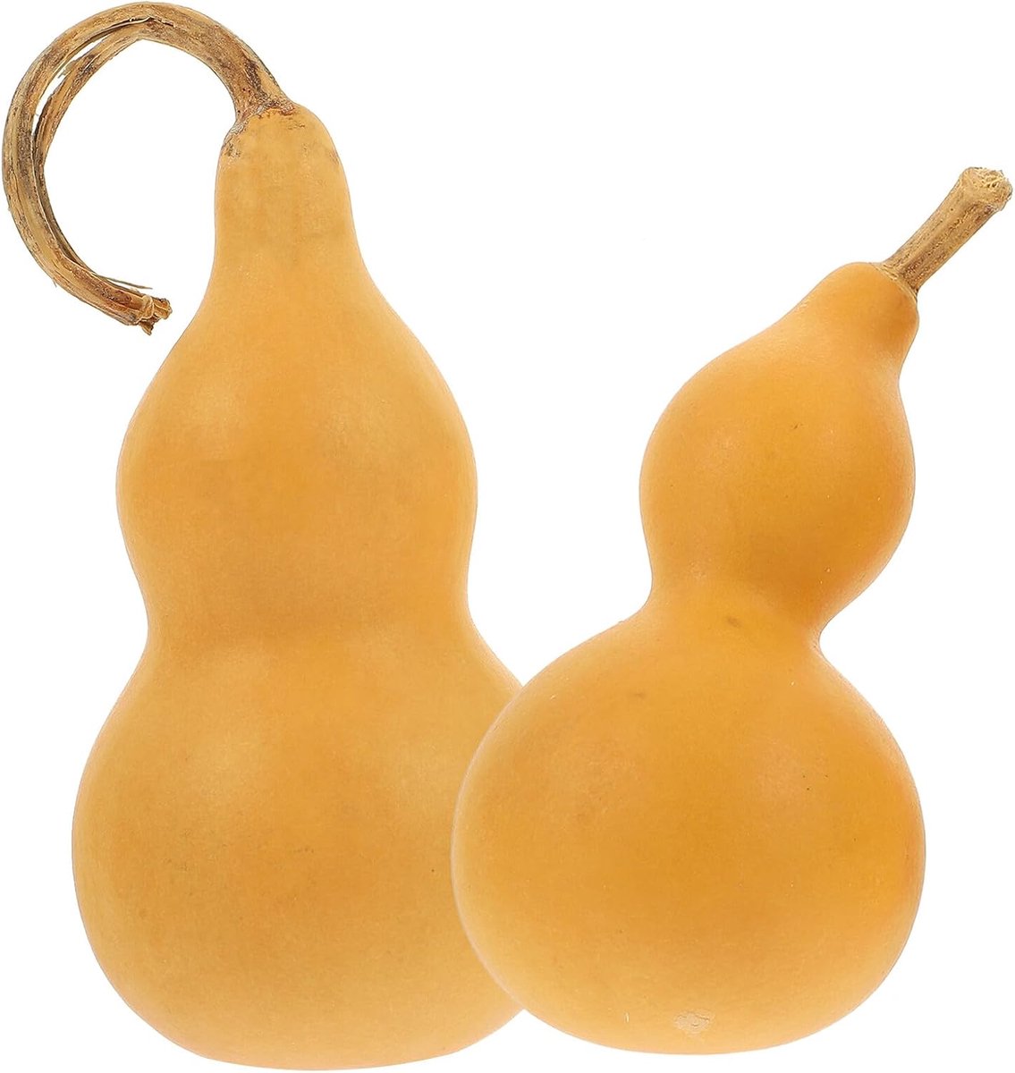 Set van 2 witte ambachtelijke pompoenen, geperst, natuurlijke binnendecoratie van drinkfles, tafelornament 9-14 cm, voor kantoor en huis, unieke ambachtelijke decoratie