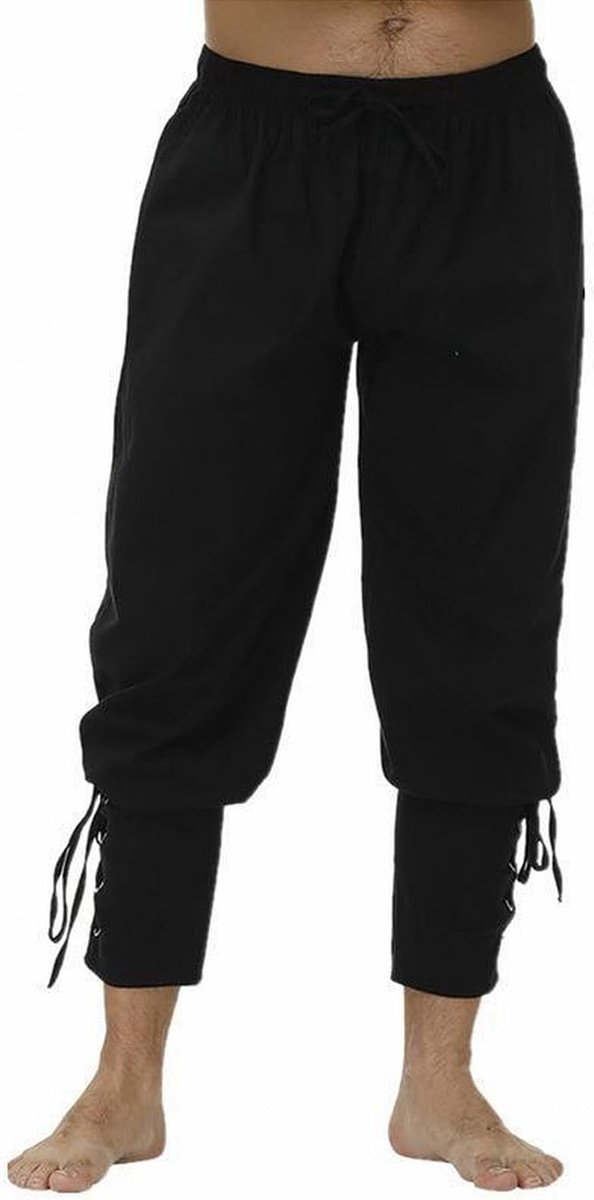 Middeleeuwse linnen broek casual broek retro piratenkostuum Halloween elastische taille