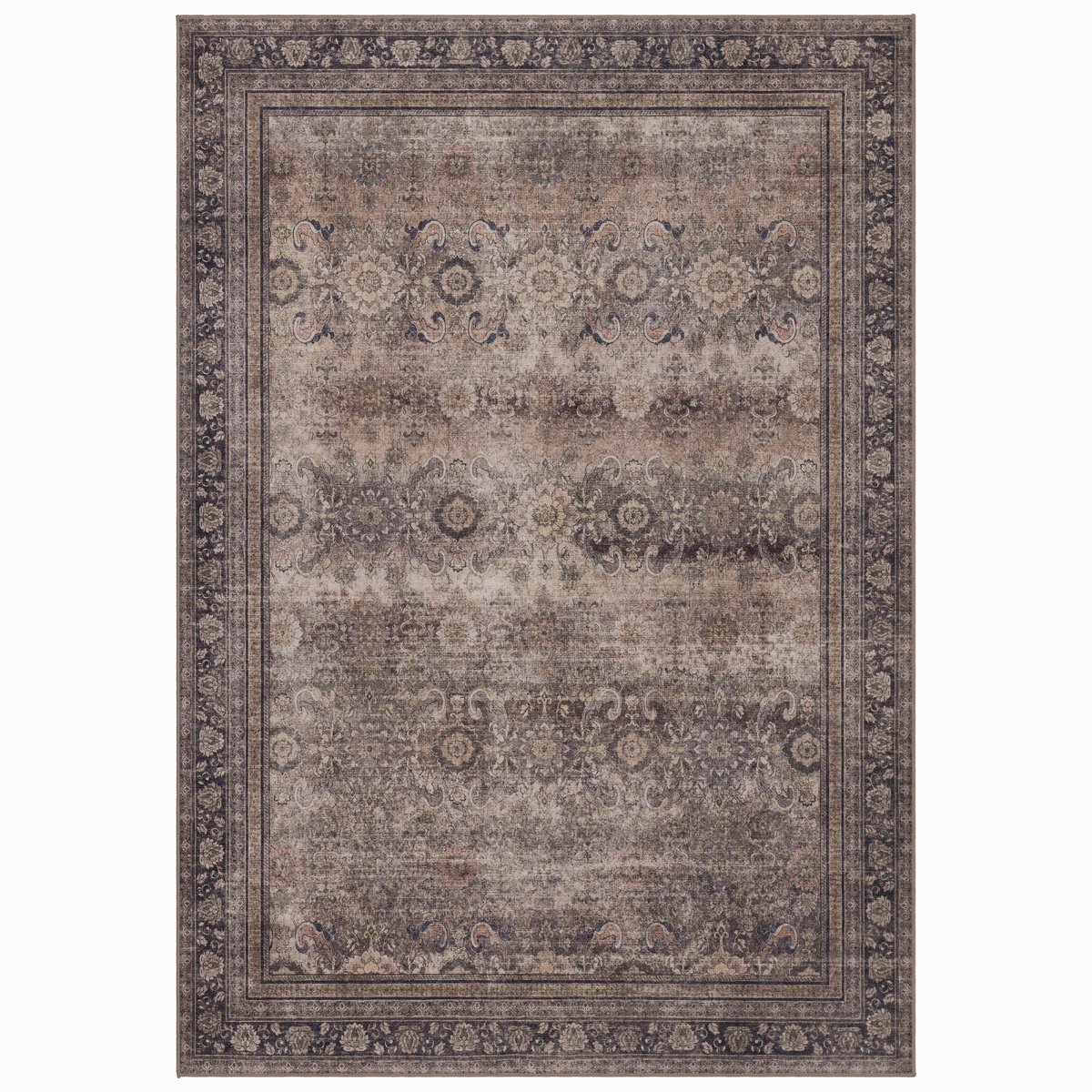 Vintage Vloerkleed Atlas Oosters 140x200 cm - Wasbaar Antislip Bruin