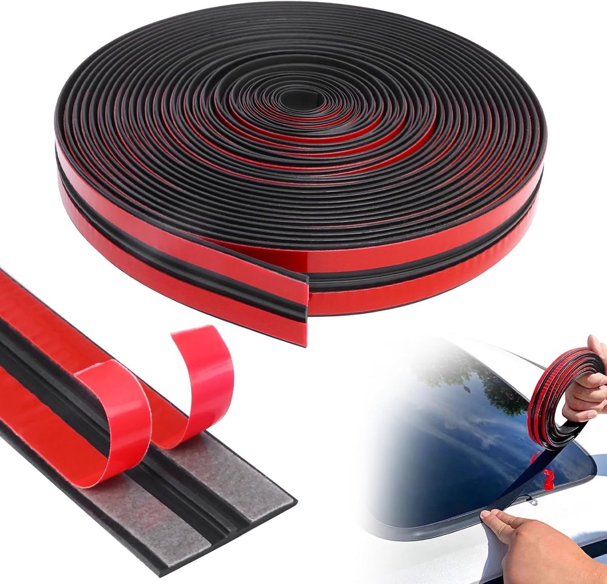 Rubberen afdichting voor autovoorruit, 30 mm x 7 m, afdichtingsstrip, T-vormige rubberen afdichtstrip voor autodeur, raam, autorand, weerstrip strip afdichting