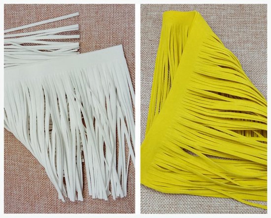 Lederen kwast franjesband, met gesneden kwastjes franjesband, gesneden franje franjesbies voor DIY jurk kleding naaien knutselen versiering accessoires, donkerbruin 100x10cm — afbeelding 4