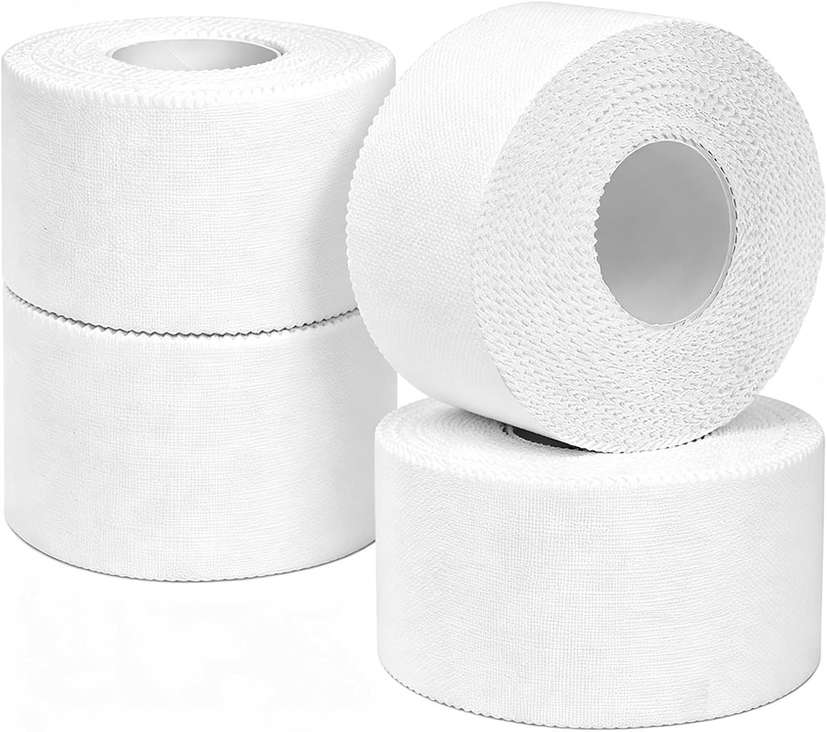 4 rollen, 3,8 x 10 m, tape, sport, wit, zelfklevend, voor voetbal, klimmen, handbal, volleybal, hardlopen, basketbal
