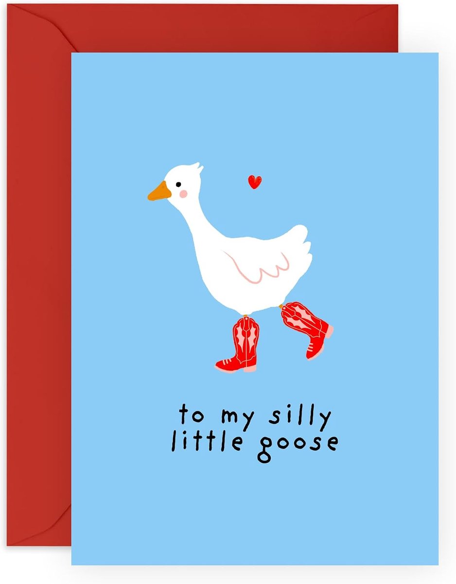 Leuke en grappige kaart 'To My Silly Little Goose', schattige wenskaart voor dochter, zoon, kinderen, vrienden, nichtje, neef, kleinkinderen, hem, haar of familie, met leuke stickers
