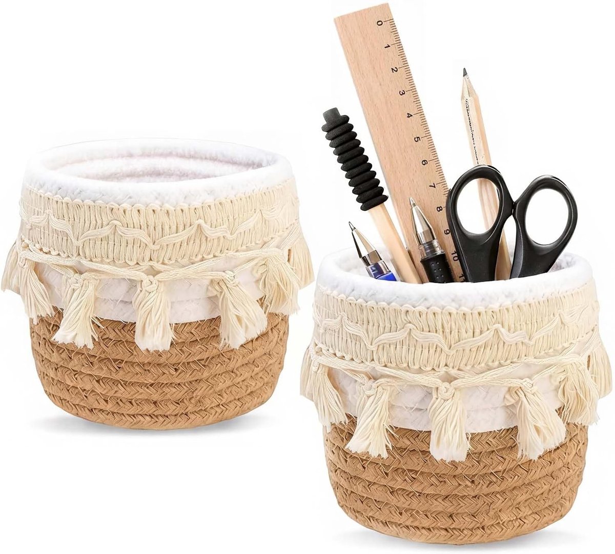 2 Piece Makeup Brush Holder Cosmetic Mini Storage Basket
