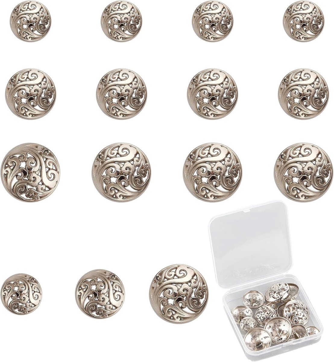 Knopen met metalen schacht vintage blazer knoop antiek zilver naai-accessoireset voor blazers, mantels, uniformen en jassen