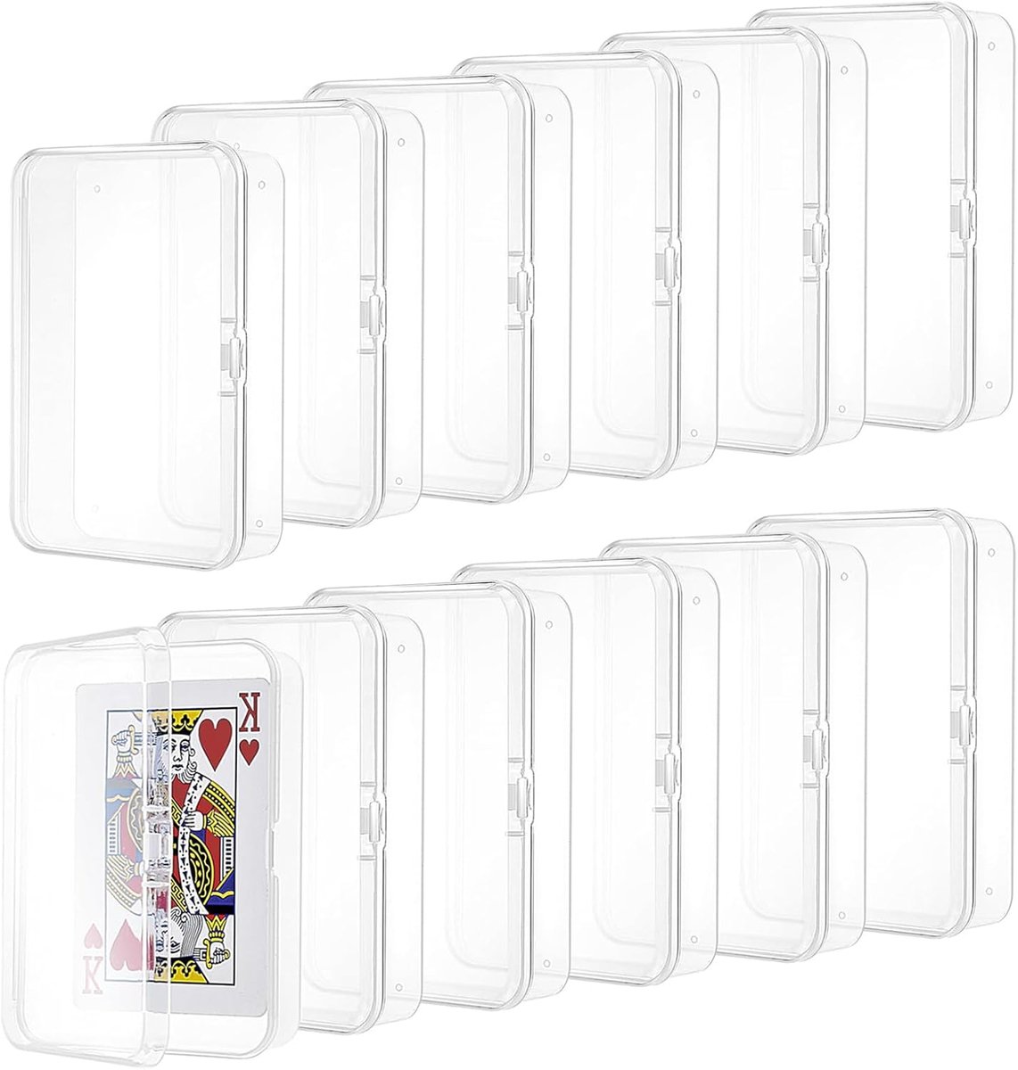 15 stuks opbergdoos, 10,5 cm x 10,5 cm, rechthoekige lege mini-kaarten, opbergdoos, transparante lege kaartenbox voor knutselaccessoires