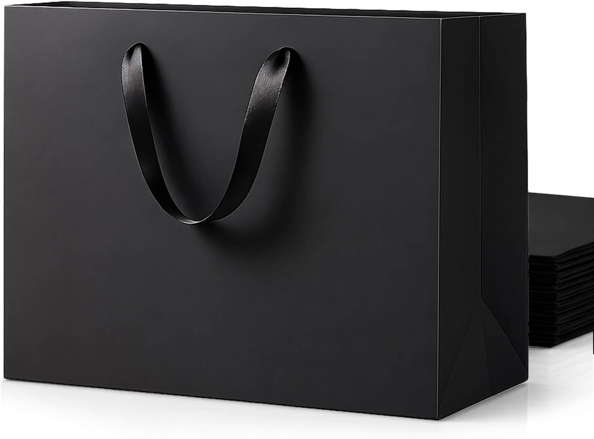 20 Stuks Extra Grote Geschenkzakjes | 40 x 15 x 30 cm Zwarte Zakjes voor Mannen, Huwelijkscadeaus