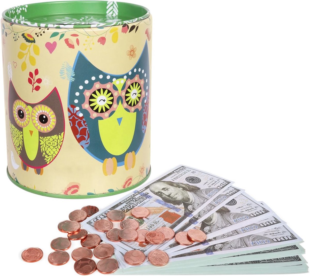 Doos Liefdevol Geïllustreerde Geld Doos voor Meisjes Jongens Kinderdag Verjaardag Schoolgeschenken Gekleurde Bank Gemaakt van Metaal (Groen)
