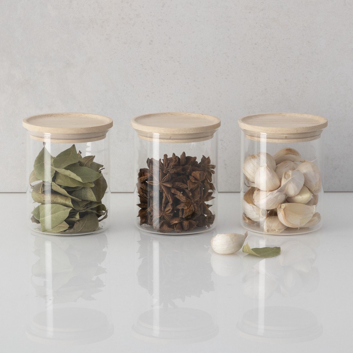 5Five Glazen potten 350ml met luchtdichte rubberhouten deksel - Set van 3 - Transparant — cadeau in Wonen & Interieur - foto 3