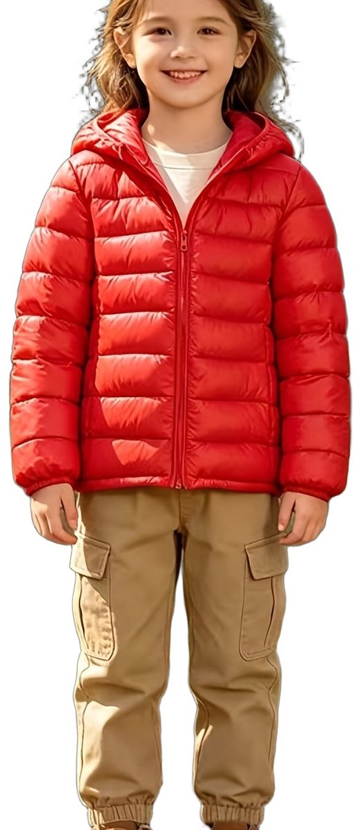 Currero Winterjas Parka Meisjes Lange Jas Meisje Wintermantel Overjas Gewatteerd Waterdicht Winter Stijlvol Mantel Kinderen 3-4 Jaar Rood