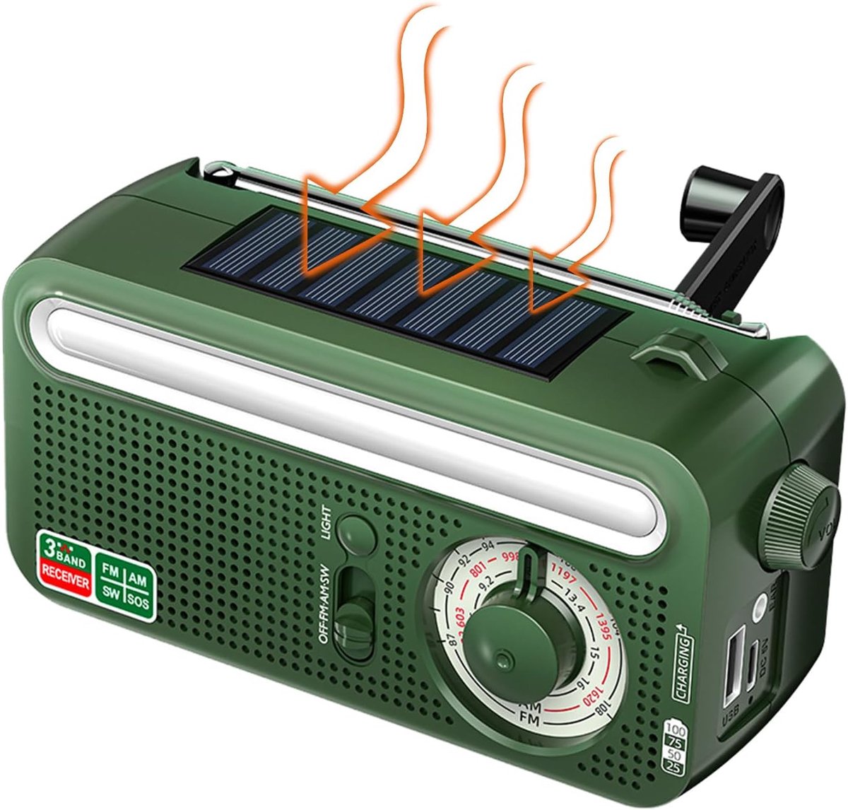 Draagbare Radio AM FM,Op Zonne-Energie Oplaadbare Radio Met Batterijvoeding - Geschikt Voor Vissen, Outdoor En Binnenshuis Gebruik