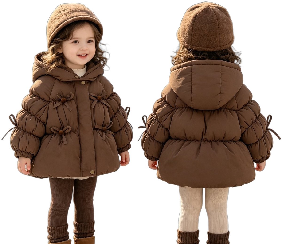 Currero Winterjas Parka Meisjes Lange Jas Meisje Wintermantel Overjas Gewatteerd Waterdicht Winter Stijlvol Mantel Kinderen 5-6 Jaar Koffiekleur