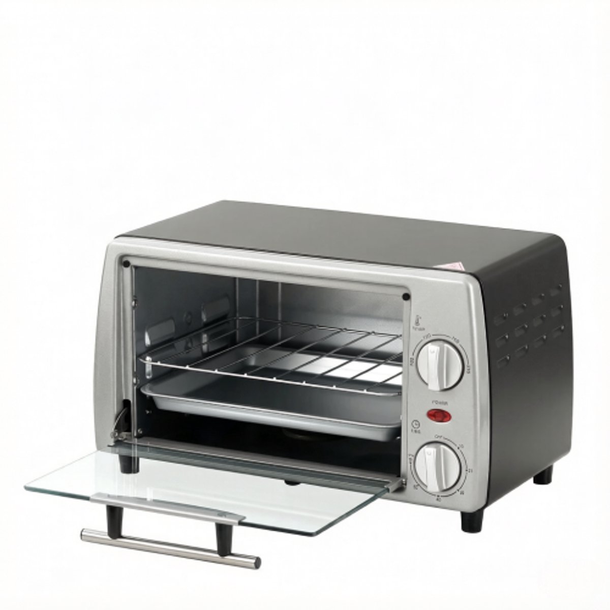 Mini oven 10 L- 100 tot 230 graden - Timer 60 minuten - 230V - Keuken en kantoor - 36,5x26x22 cm - Zilver