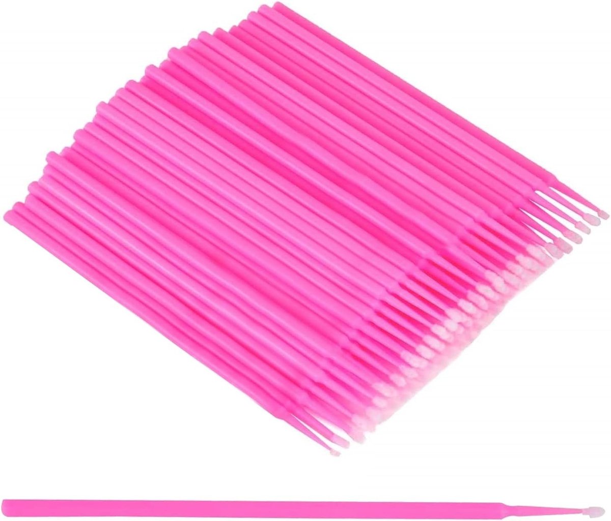 100 Stuks Micro Applicator Brushes voor Make-up, Mascara en Wimperextensions - Wegwerp Eyelash Applicators voor Thuis en Schoonheidssalon (Roze)