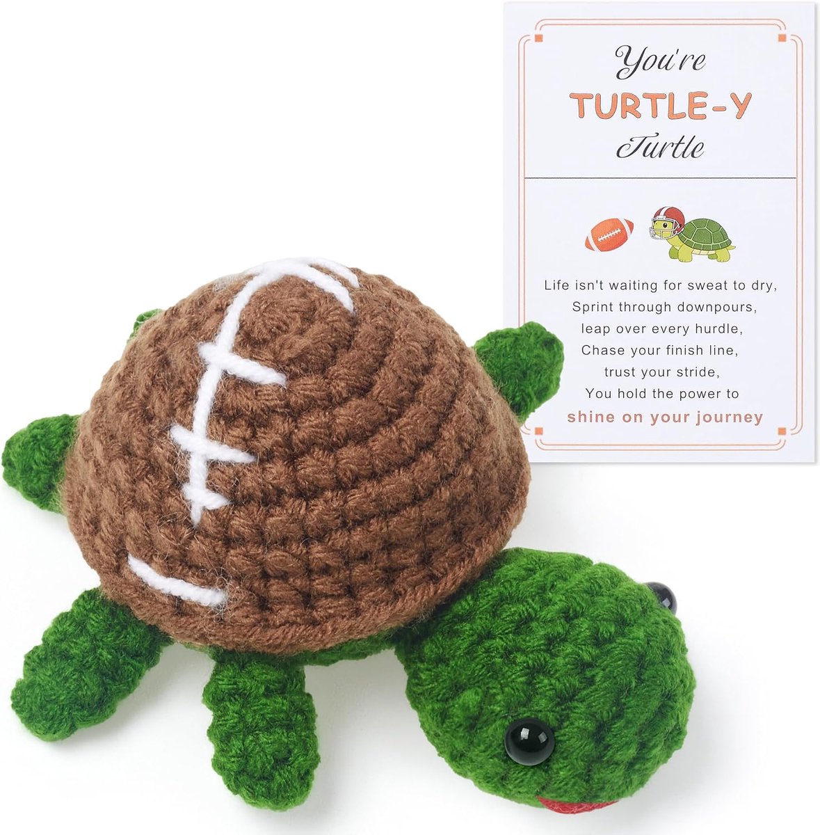 Mini American Football aandenken - Gehaakte schildpad - Compact en origineel cadeau voor vrienden - ShopVlot