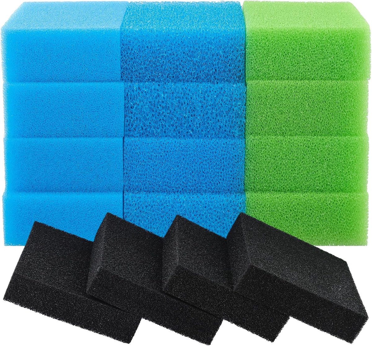 aquariumfiltersponsset voor Juwel Compact/Bioflow 3.0/M (4 x blauwe sponzen (fijn), 4 x groene sponzen, 4 x blauwe sponzen (grof) en 4 x actieve koolsponzen