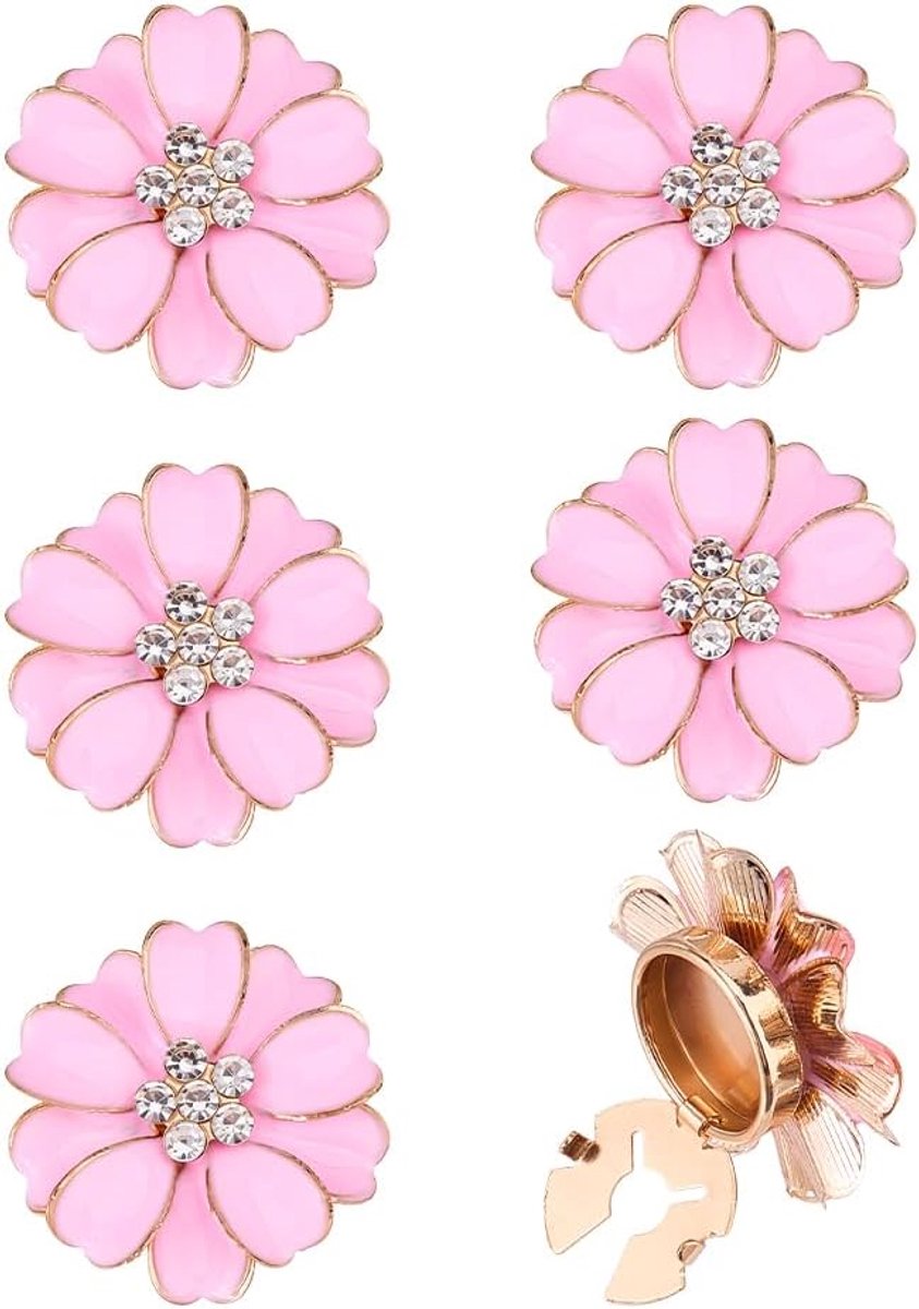 Knopen 3,2 cm hart bloemen knoophoezen roze emaille elegante dames manchetknopen strass knoop sieraden clip legering afneembare knopen voor jurk mantel decoratie
