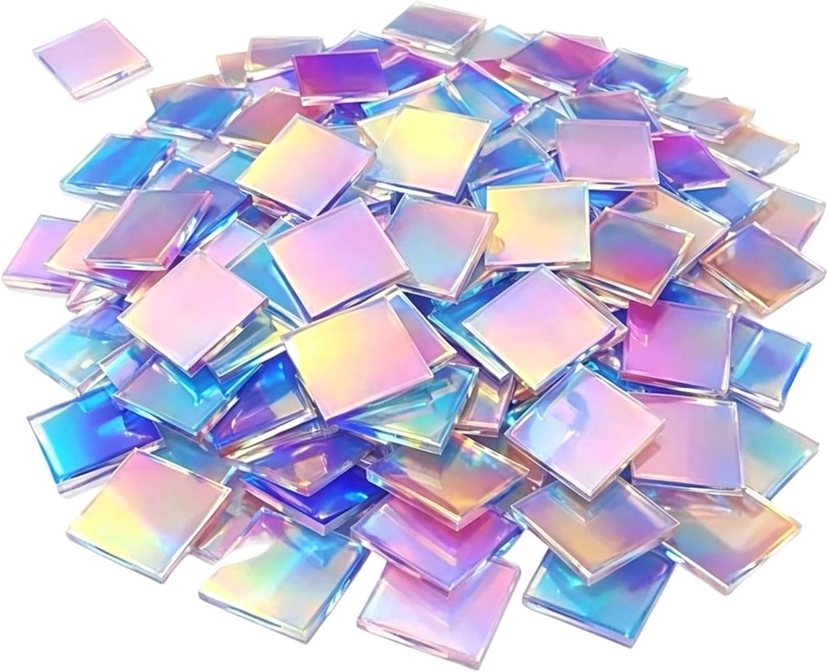 Acryl Vierkante Plaatjes Honderd Stuks Bontgekleurde Langdurige | Mini Holografische Acryl Blokjes voor Binnen DIY Knutselwerkjes Geschikt voor Vrouwen Mannen Tieners