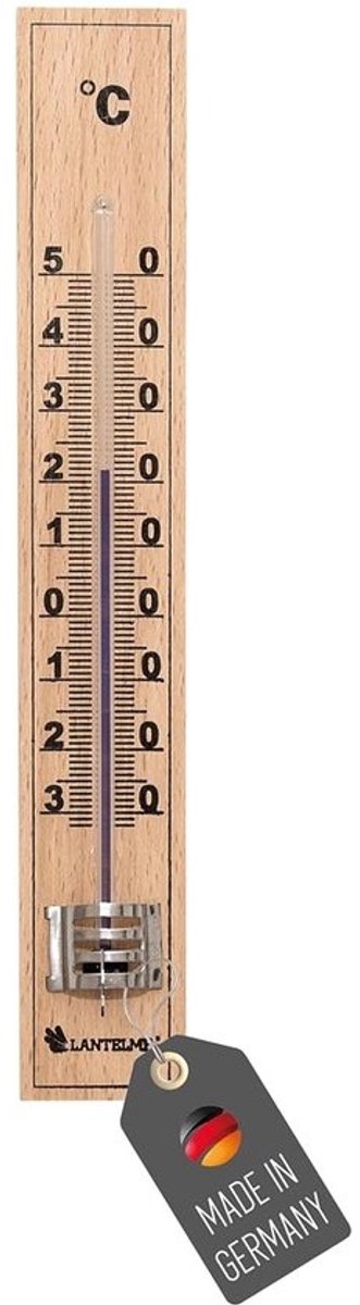Houten tuinthermometer -30 °C tot +50 °C, analoog, weerbestendig, 17 cm