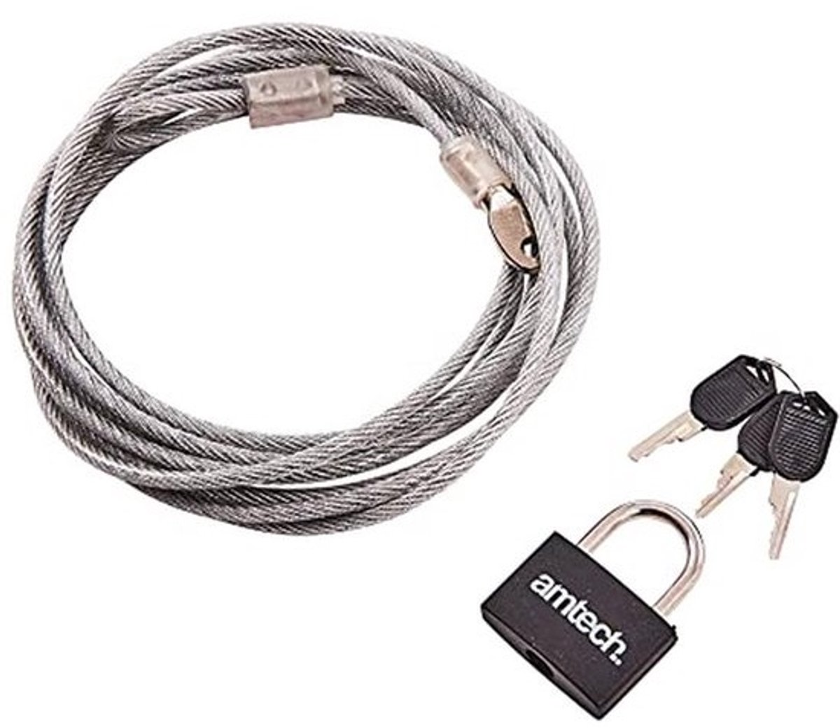 Veiligheidskabel en Hangslot 3m x 4mm