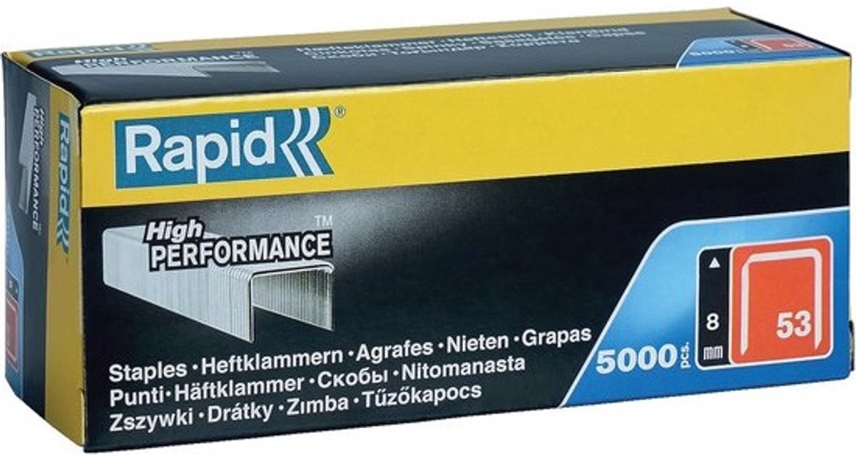 Staples 53/8 mm, staal, gegalvaniseerd, 5000 stuks