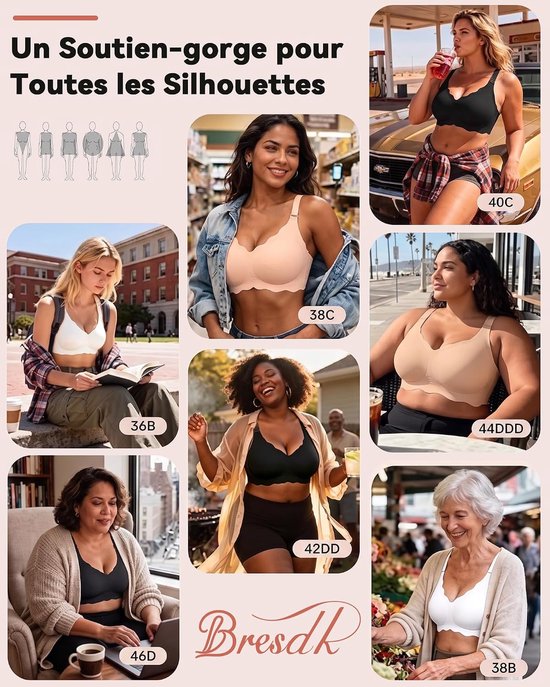 Beha zonder beugel dames Jelly Bra naadloze bralette V-hals push-up golvende rand ademend zomer zacht comfort ondergoed voor grote borsten sterke grip — afbeelding 4