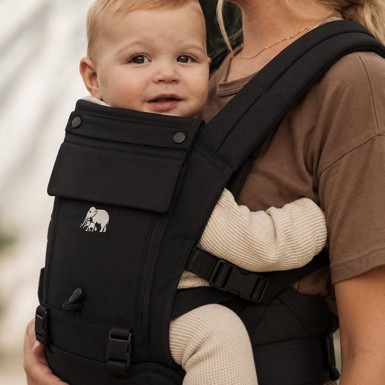 Deryan Pack Luxe Ergonomische draagzak - Babydrager + Opbergvakjes - Zwart van Deryan — afbeelding 3