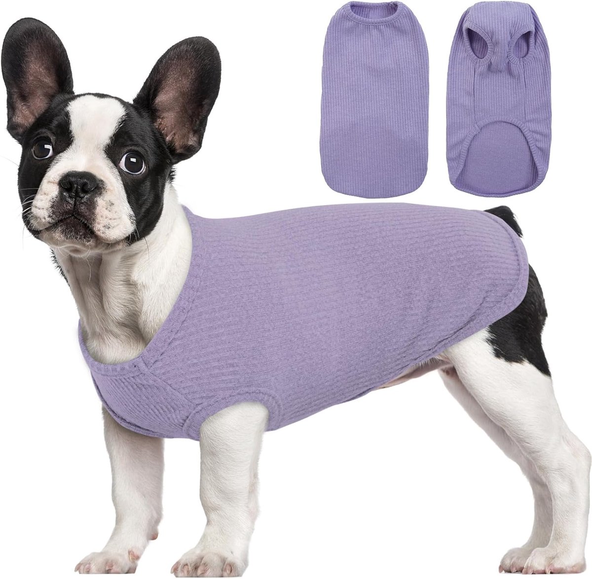 Hondentrui voor Middelgrote Honden - Dunne, Wasbare, Gestreepte, Elastische Fleece voor Corgi Teckel (Paars, M)