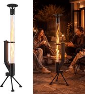 Glitzerlife Pellet Terrasverwarmer - heater Pelletkachel Buiten - Rookloze Met Regenkap En Reinigingsborstel - Zwart