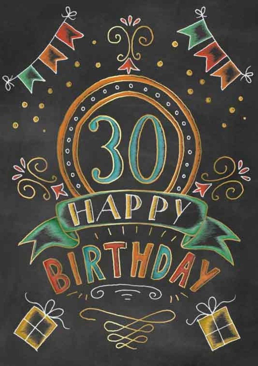Luxe Wenskaart Verjaardag 30 Jaar - Wenskaarten - Verjaardagskaart - 30 - Leeftdijdskaart - Jarig - Happy Birthday - Geburtstag - Anniversary - Serie Sketch'd - Artige - Kaart - 1 Stuks - In Folie - Gratis Verzonden - Hoge Afnamekortingen - 12x17cm