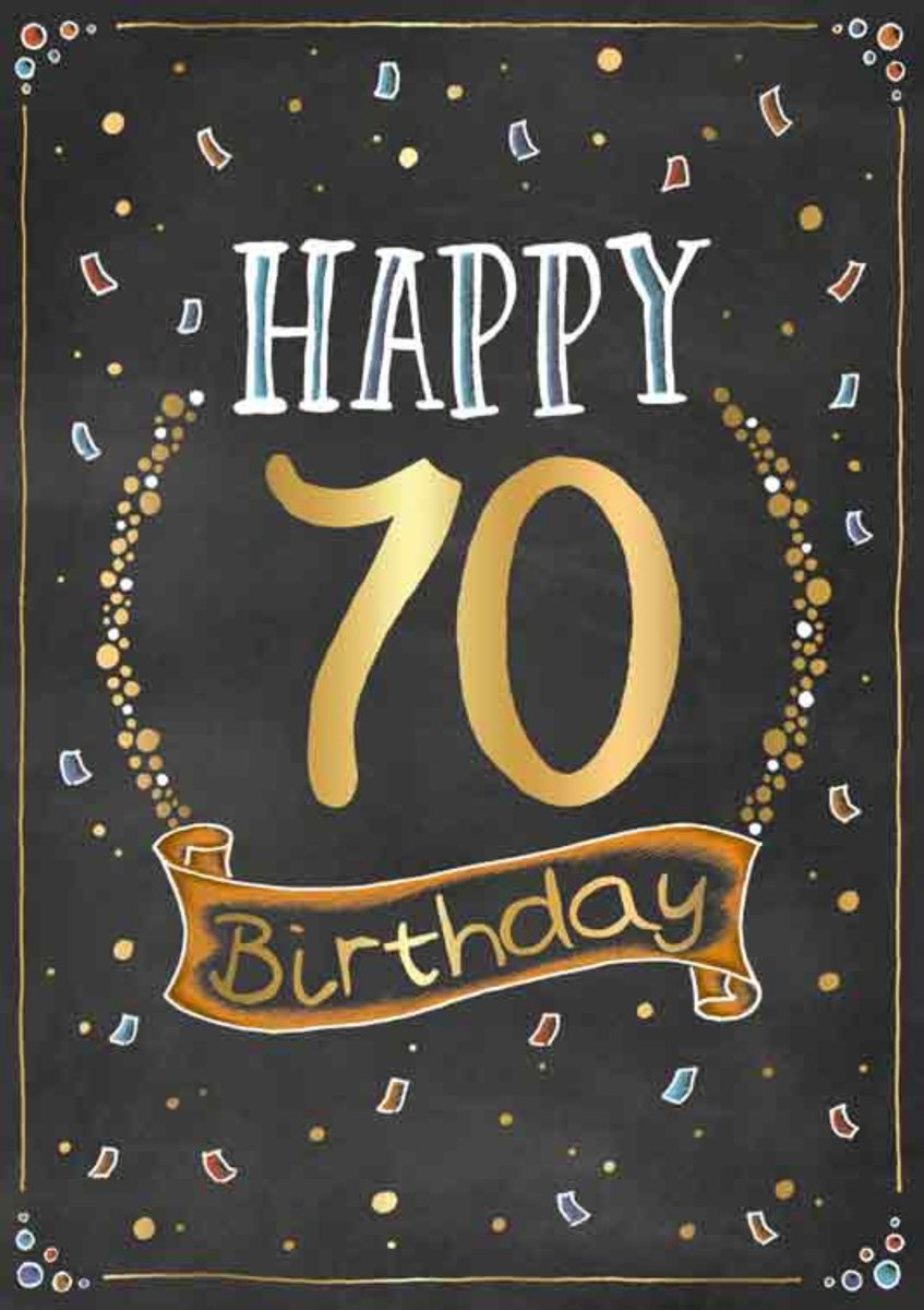 Luxe Wenskaart Verjaardag 70 Jaar - Wenskaarten - Verjaardagskaart - 70 - Leeftdijdskaart - Jarig - Happy Birthday - Geburtstag - Anniversary - Serie Sketch'd - Artige - Kaart - 1 Stuks - In Folie - Gratis Verzonden - Hoge Afnamekortingen - 12x17cm