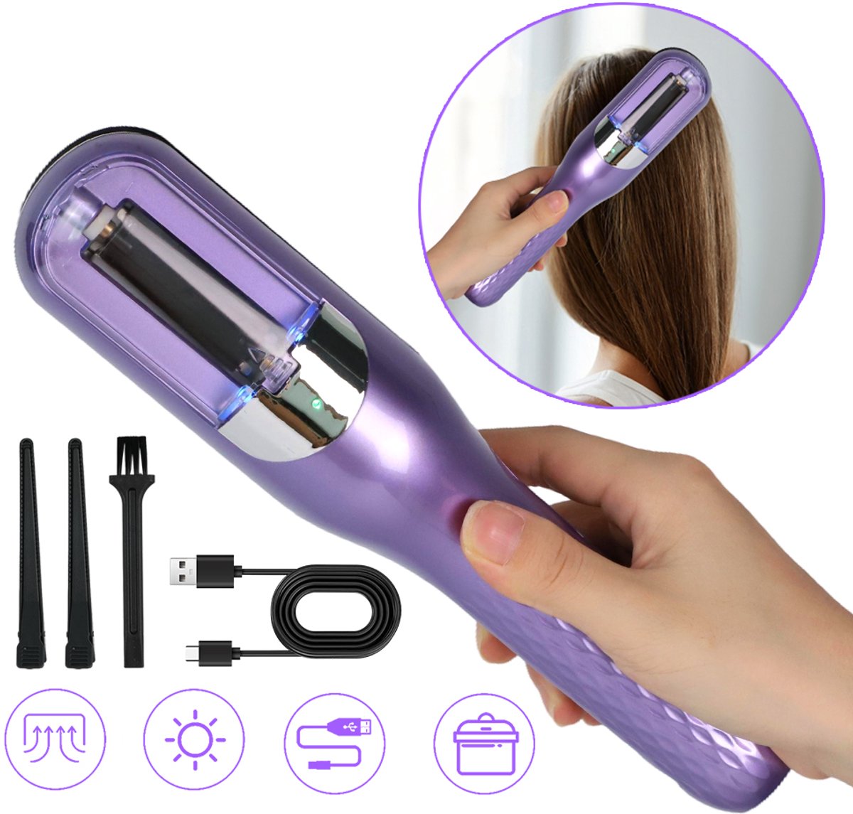 Draadloze Tondeuse Voor Gespleten Haarpunten – 2-in-1 Styling- En Herstelfunctie – USB-Oplaadbaar Met 500 mAh – Lichtgewicht ABS – Voor Alle Haartypes