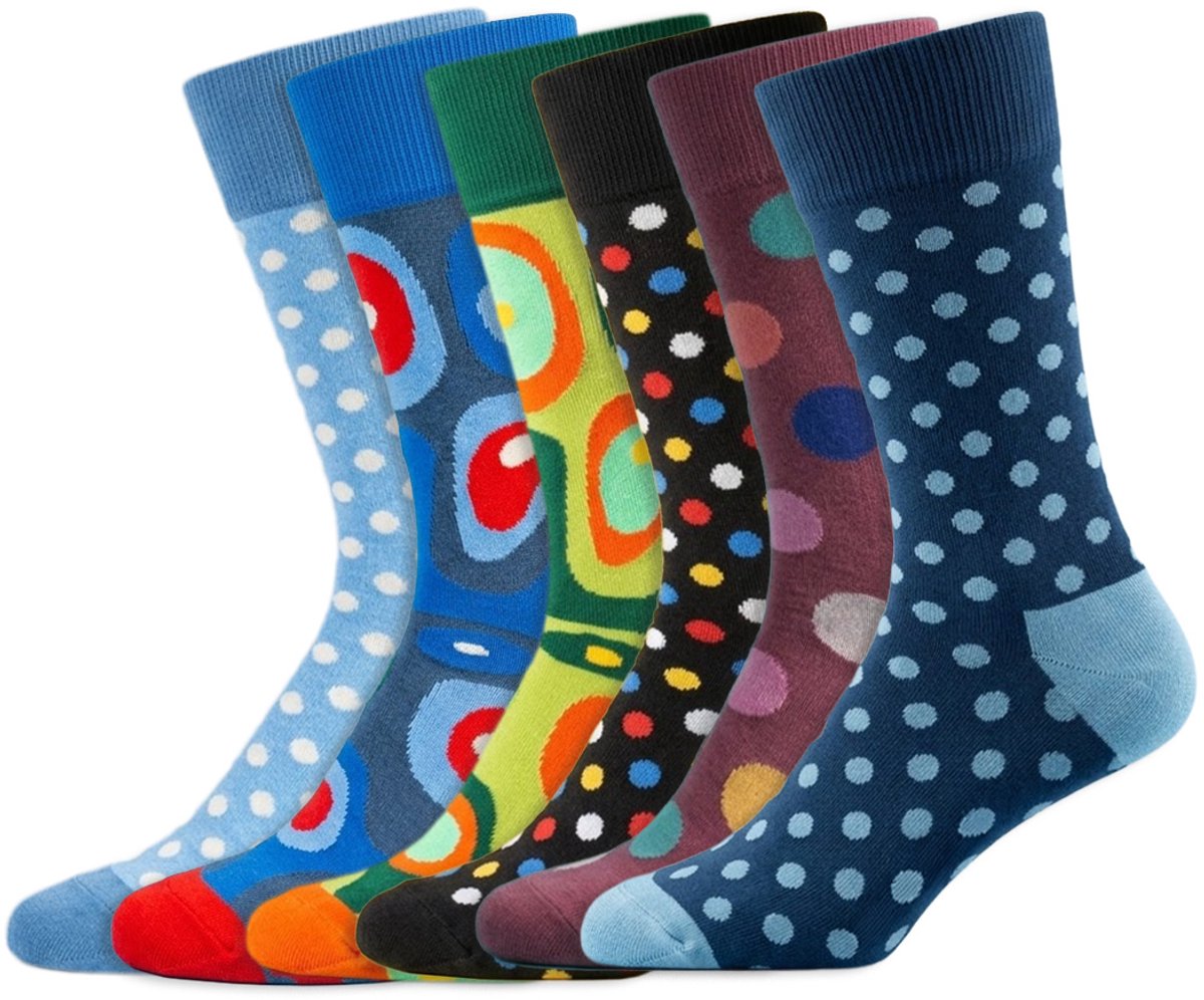 6 Paar – Dilly Socks – Vrolijk Thema – Dames & Heren – Katoen – Diverse Printjes