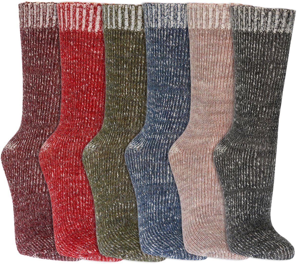 Sokken Met Alpacawol | Extra Zacht | Mouline Garen | Merk: Socks4fun | Maat: 35 T/M 46 | Diverse Kleuren | 6 Paar
