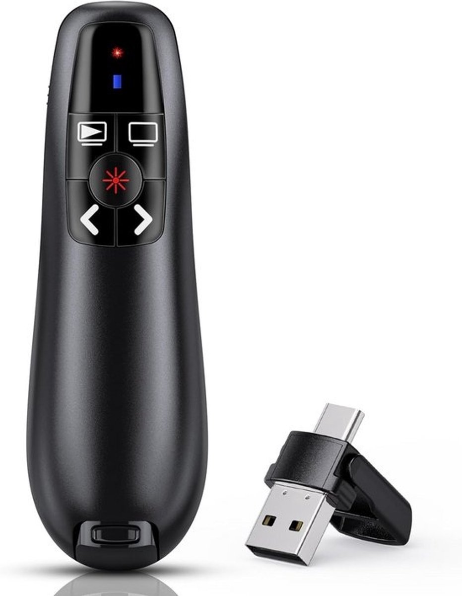 Draadloze USB Presentatie Clicker voor PowerPoint - 2.4GHz Presenter Remote en Slide Advancer voor Mac en Laptop