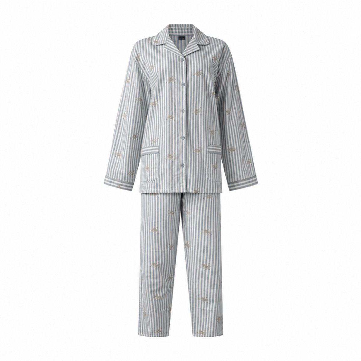 Lunatex dames winter pyjama 641184 - warm flanel - blauw