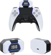 PS5 Controller Powerbank – draadloze oplader - Voor DualSense & DualSense Edge – Met 2 Ophanghaken voor controller en headset