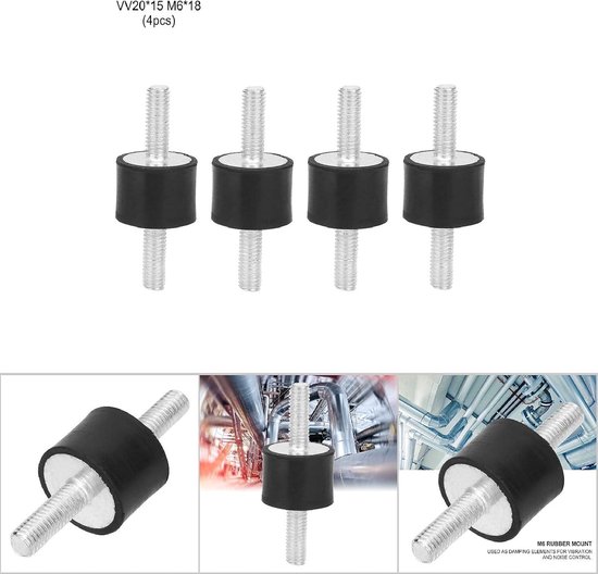 4 Stuks M6 Antivibratie Isolatoren, Rubberen Steunen voor Auto's, Bootspools en Waterpompen, Geschikt voor Diesel- en Benzinemotoren — afbeelding 3