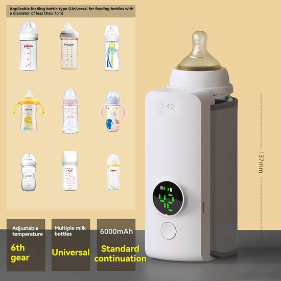 Flessenwarmer, babyvoedingwarmer, houdt babyvoeding op de juiste temperatuur, met lcd-display. — afbeelding 4