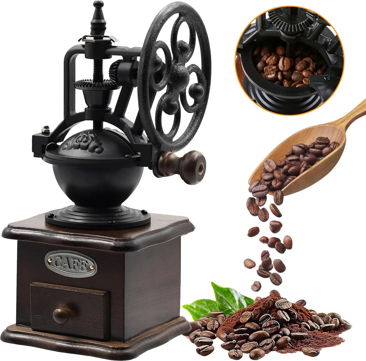 Vintage Handmatige Koffiemolenmaker - Koffiebonenmolen Met Lade Voor Poederdoos - Klassieke Koffiemolens Voor Thuisgebruik