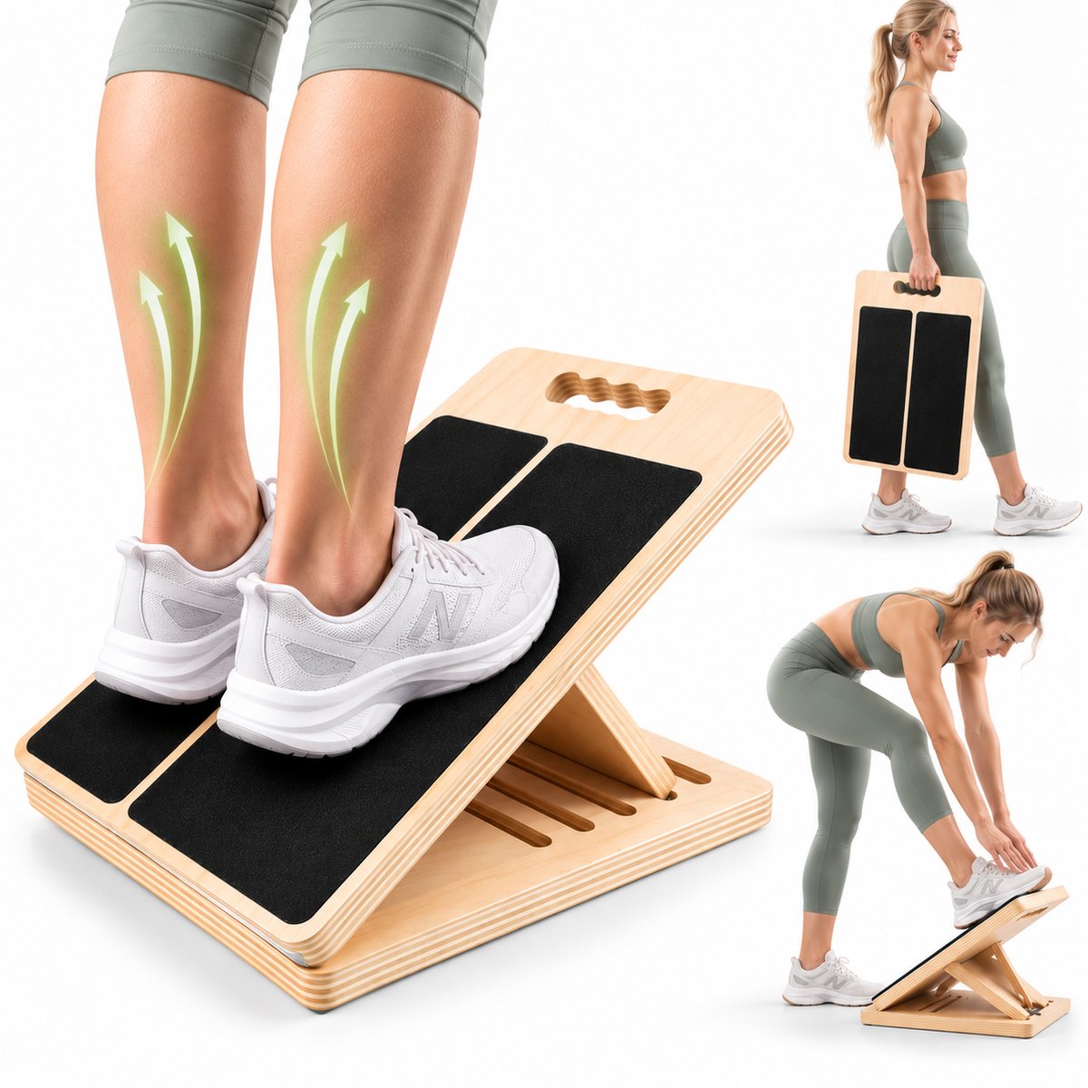 BOTC Slant Board - Balance board - Stretch Board Verstelbaar - Antislip - 5 Standen - Incline Board voor Calf Stretch, Squats & Revalidatie - Zwart